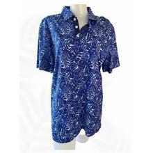Load image into Gallery viewer, BUGATCHI Performance Polo Shirt – Men’s Size Medium – NWT Tropical Blue Print