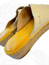 Load image into Gallery viewer, ACT Handmade Leather Espadrille Sandals Spain Beige Platform Slides Size 36