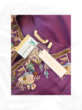 Load image into Gallery viewer, Soft Surroundings Embroidered Tunic Top Purple Boho Floral Beaded Blouse Size M