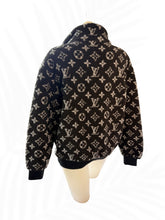 Load image into Gallery viewer, Louis Vuitton Monogram Fleece Zip Jacket Black White Teddy Coat XS Made in Italy