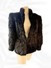 Load image into Gallery viewer, Vintage Rabbit Fur Coat Black & Brown Luxe Statement Jacket (Size M)