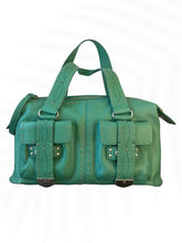 Load image into Gallery viewer, Michael Kors Green Studded Leather Satchel Bag Y2K Moto Shoulder Handbag
