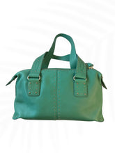 Load image into Gallery viewer, Michael Kors Green Studded Leather Satchel Bag Y2K Moto Shoulder Handbag