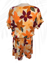 Load image into Gallery viewer, Fighting Eel floral romper orange tropical resort wear size medium