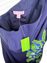 Load image into Gallery viewer, Lilly Pulitzer One shoulder dress size8 blue peacock embroidered mini cocktail NWT