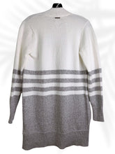 Load image into Gallery viewer, Michael Kors Open Front Cardigan Sweater XS Gray White Stripe Longline Knit