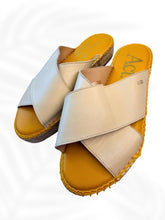 Load image into Gallery viewer, ACT Handmade Leather Espadrille Sandals Spain Beige Platform Slides Size 36
