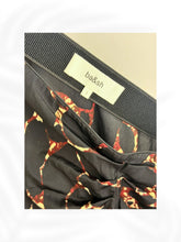 Load image into Gallery viewer, ba&amp;sh Printed Midi Skirt Black Red Abstract Draped Ruched Skirt Size 1
