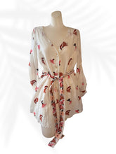 Load image into Gallery viewer, Hannah Artwear Linen Embroidered Dress White Pink Bird Belted Mini Dress Size 0

