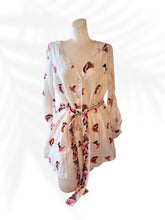Load image into Gallery viewer, Hannah Artwear Linen Embroidered Dress White Pink Bird Belted Mini Dress Size 0
