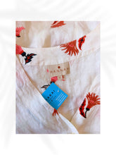 Load image into Gallery viewer, Hannah Artwear Linen Embroidered Dress White Pink Bird Belted Mini Dress Size 0
