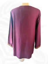 Load image into Gallery viewer, Soft Surroundings Embroidered Tunic Top Purple Boho Floral Beaded Blouse Size M
