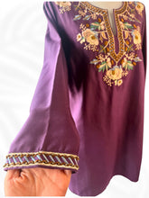 Load image into Gallery viewer, Soft Surroundings Embroidered Tunic Top Purple Boho Floral Beaded Blouse Size M
