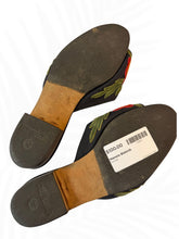 Load image into Gallery viewer, Manolo Blahnik Floral Embroidered Slide Sandals Black Multi Color Size 36
