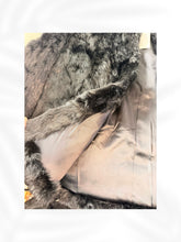 Load image into Gallery viewer, Vintage Rabbit Fur Coat Black &amp; Brown Luxe Statement Jacket (Size M)
