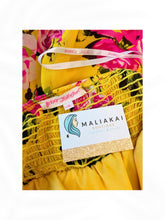 Load image into Gallery viewer, Betsey Johnson Yellow Floral Halter Dress Ruffle Hem Silk Blend Size 6
