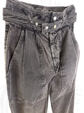 Load image into Gallery viewer, Isabel Marant High Waisted Paperbag pant size2 Grey textured utility tapered
