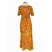 Load image into Gallery viewer, Vintage Made in Hawaii Hawaiian Aloha Maxi Dress Hibiscus Floral Brown Orange
